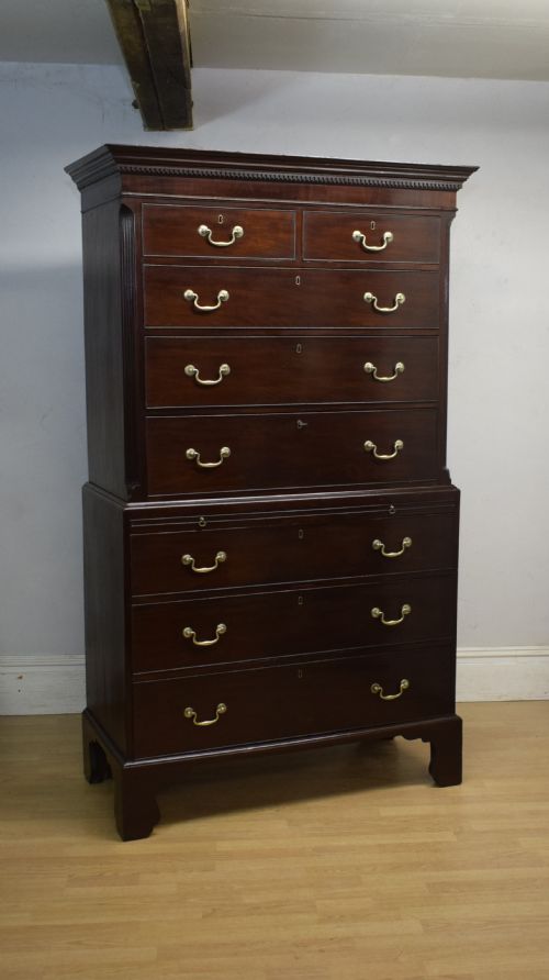 GEORGIAN MAHOGANY CHEST ON CHEST - ADDITIONAL PHOTO 2