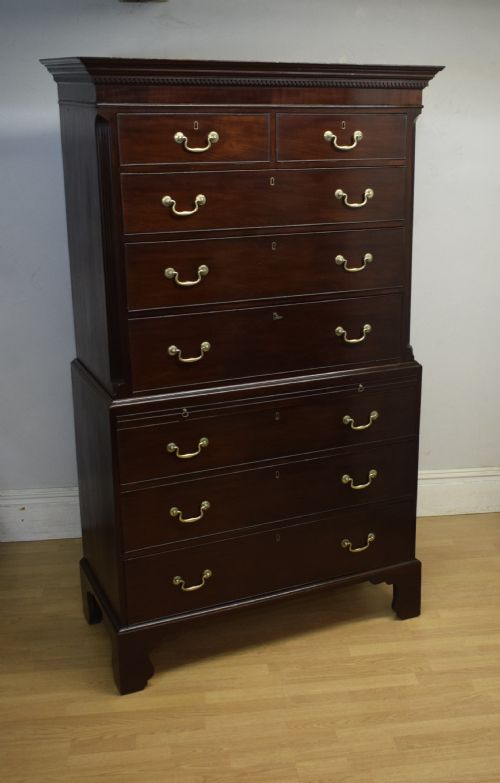 GEORGIAN MAHOGANY CHEST ON CHEST - ADDITIONAL PHOTO 11