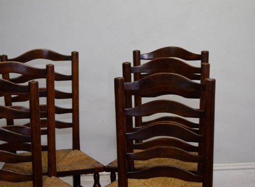 SET OF 6 OAK LADDER BACK DININGKITCHEN CHAIRS - ADDITIONAL PHOTO 8