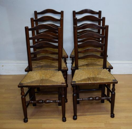 SET OF 6 OAK LADDER BACK DININGKITCHEN CHAIRS - ADDITIONAL PHOTO 10
