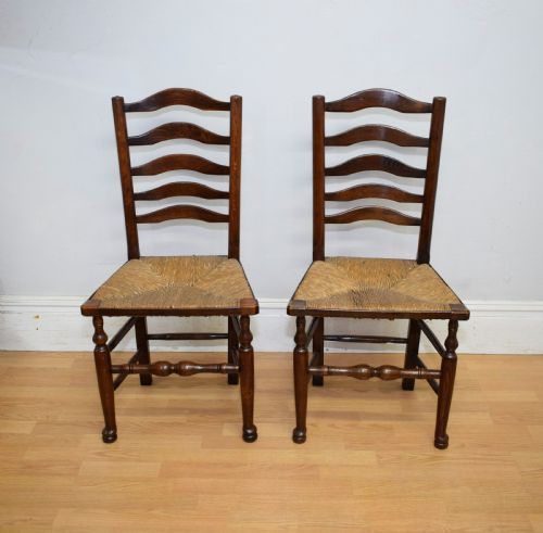 SET OF 6 OAK LADDER BACK DININGKITCHEN CHAIRS - ADDITIONAL PHOTO 11