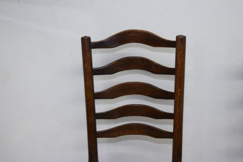 SET OF 6 OAK LADDER BACK DININGKITCHEN CHAIRS - ADDITIONAL PHOTO 12