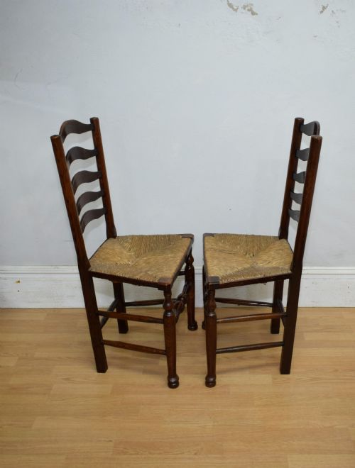 SET OF 6 OAK LADDER BACK DININGKITCHEN CHAIRS - ADDITIONAL PHOTO 16