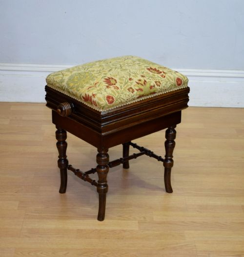 LATE VICTORIAN ADJUSTABLE PIANO STOOL - ADDITIONAL PHOTO 5