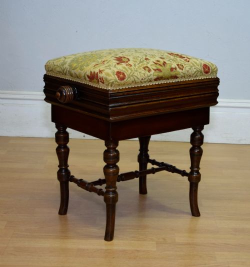 LATE VICTORIAN ADJUSTABLE PIANO STOOL - ADDITIONAL PHOTO 6
