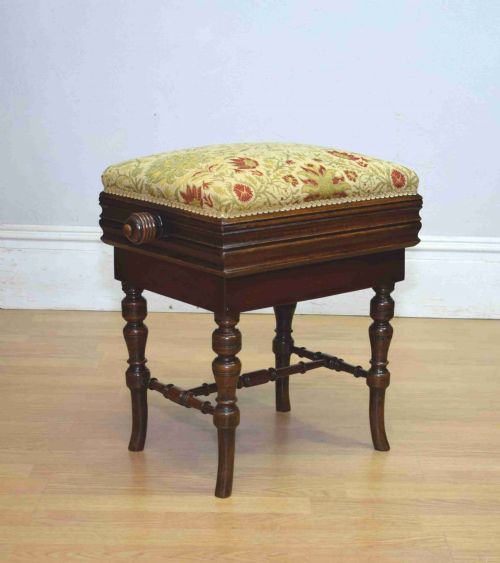 late victorian adjustable piano stool - CATEGORY: ANTIQUE STOOLS - DATED VICTORIAN