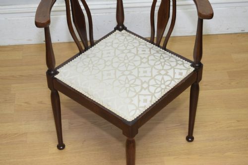 EDWARDIAN INLAID MAHOGANY CORNER CHAIR - ADDITIONAL PHOTO 5
