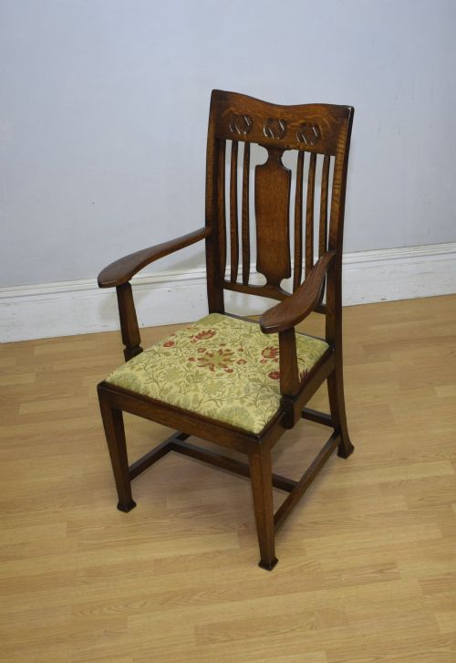 ARTS AND CRAFTS OAK ARMCHAIR - ADDITIONAL PHOTO 13