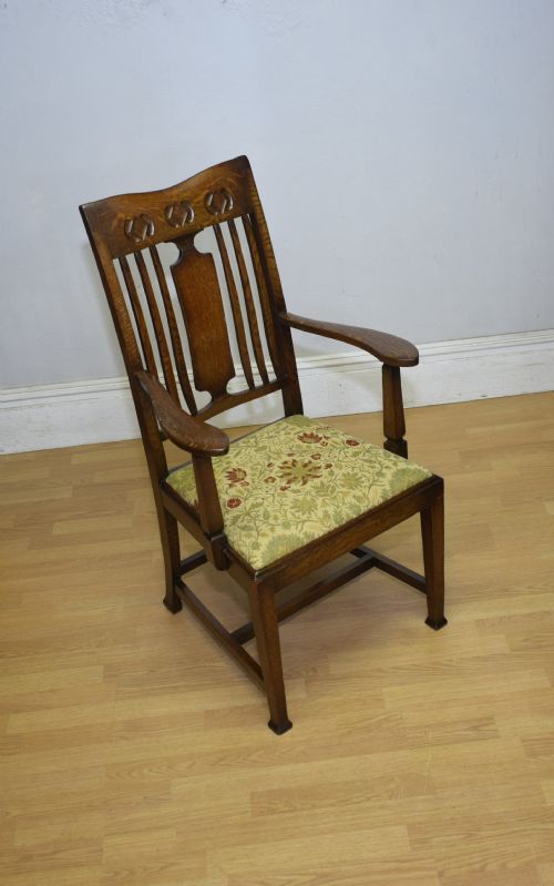 ARTS AND CRAFTS OAK ARMCHAIR - ADDITIONAL PHOTO 17