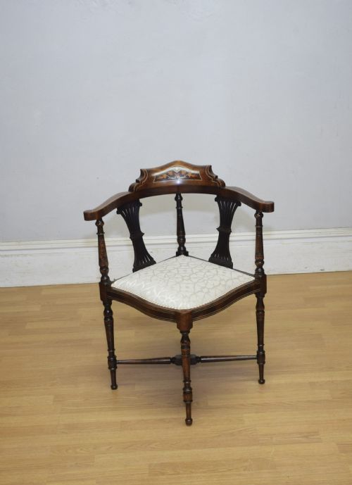 VICTORIAN CORNER INLAID ARMCHAIR - ADDITIONAL PHOTO 1