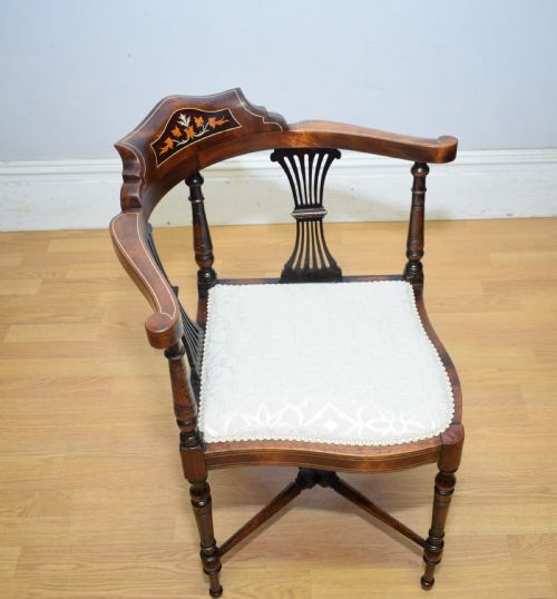 VICTORIAN CORNER INLAID ARMCHAIR - ADDITIONAL PHOTO 12