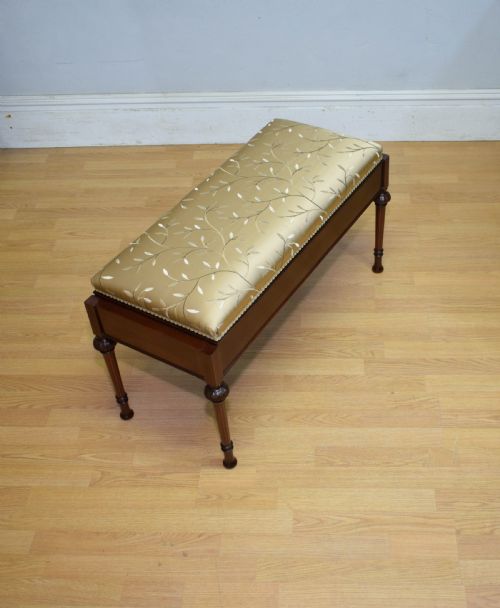 ANTIQUE VICTORIAN INLAID DUET PIANO STOOL - ADDITIONAL PHOTO 17