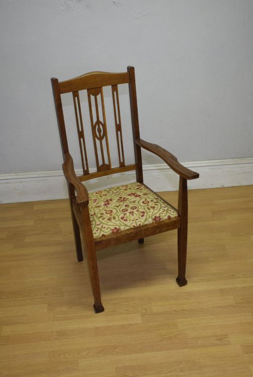 ANTIQUE ARTS CRAFTS OAK ARMCHAIR - ADDITIONAL PHOTO 1