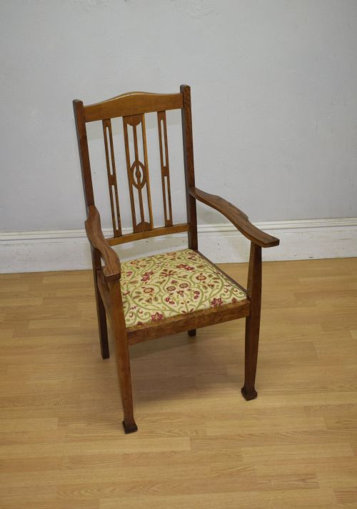 ANTIQUE ARTS CRAFTS OAK ARMCHAIR - ADDITIONAL PHOTO 8
