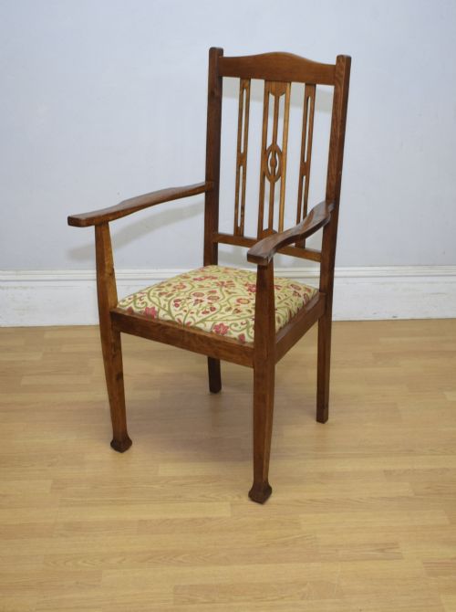ANTIQUE ARTS CRAFTS OAK ARMCHAIR - ADDITIONAL PHOTO 9