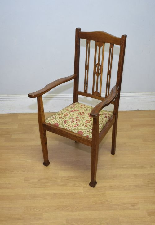 ANTIQUE ARTS CRAFTS OAK ARMCHAIR - ADDITIONAL PHOTO 14