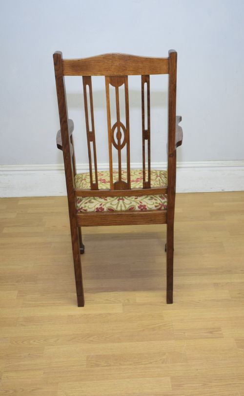 ANTIQUE ARTS CRAFTS OAK ARMCHAIR - ADDITIONAL PHOTO 15