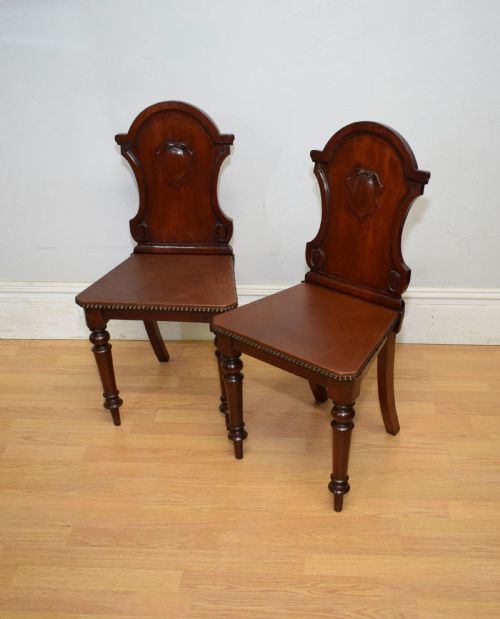 PAIR OF VICTORIAN HALL CHAIRS - ADDITIONAL PHOTO 1