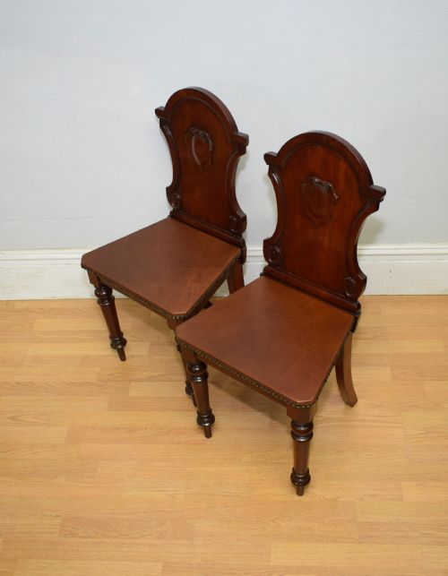 PAIR OF VICTORIAN HALL CHAIRS - ADDITIONAL PHOTO 2