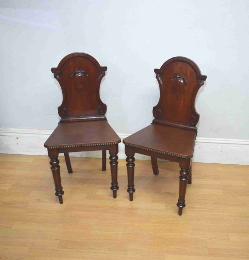 pair of victorian hall chairs - CATEGORY: ANTIQUE CHAIRS - DATED VICTORIAN