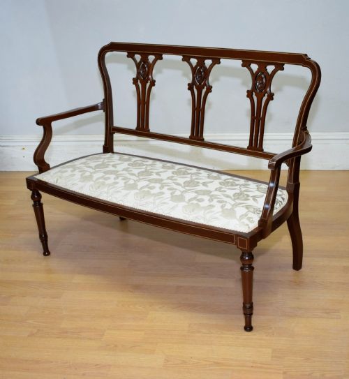 antique victorian inlaid couch - CATEGORY: ANTIQUE SOFAS - DATED VICTORIAN