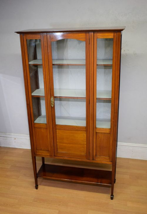 ANTIQUE EDWARDIAN INLAID DISPLAY CABINET - ADDITIONAL PHOTO 1
