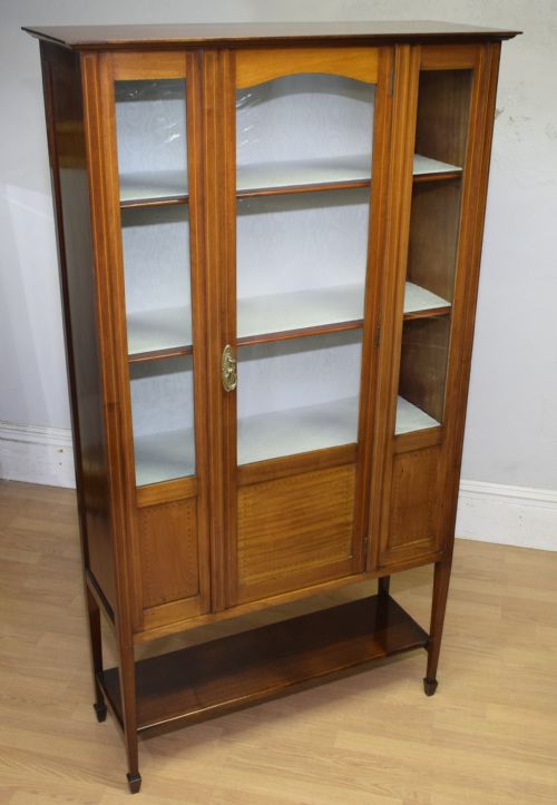 ANTIQUE EDWARDIAN INLAID DISPLAY CABINET - ADDITIONAL PHOTO 9