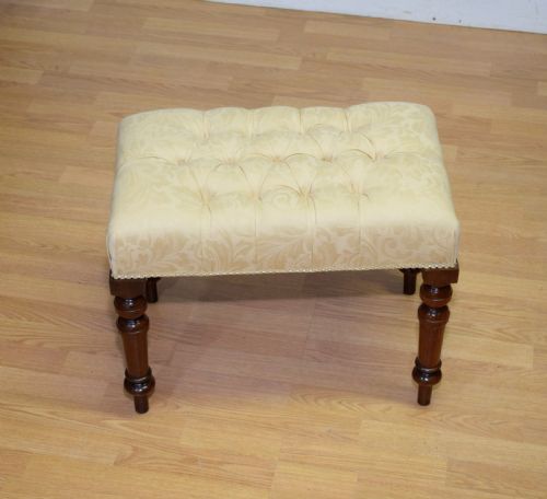 ANTIQUE VICTORIAN UPHOLSTERED STOOL - ADDITIONAL PHOTO 1