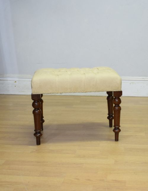 ANTIQUE VICTORIAN UPHOLSTERED STOOL - ADDITIONAL PHOTO 2