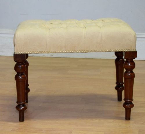 ANTIQUE VICTORIAN UPHOLSTERED STOOL - ADDITIONAL PHOTO 3