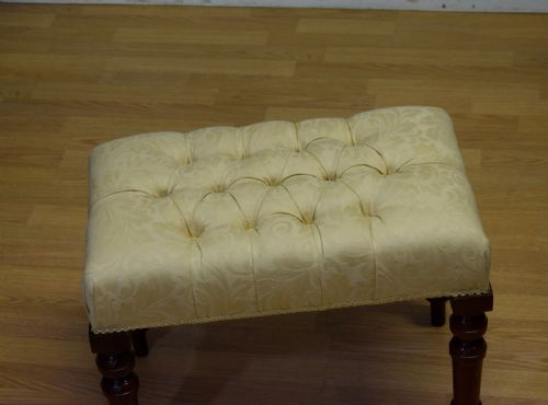 ANTIQUE VICTORIAN UPHOLSTERED STOOL - ADDITIONAL PHOTO 6