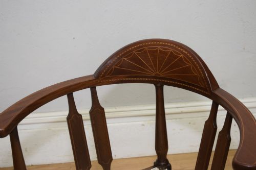 ANTIQUE EDWARDIAN INLAID CORNER CHAIR - ADDITIONAL PHOTO 6