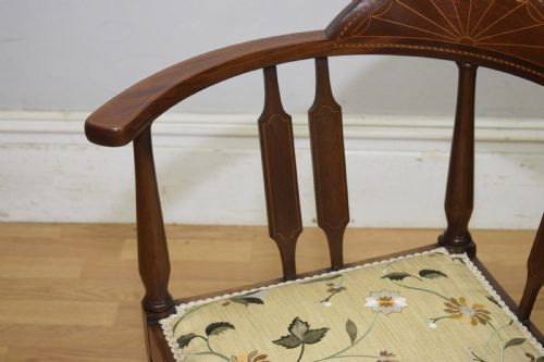 ANTIQUE EDWARDIAN INLAID CORNER CHAIR - ADDITIONAL PHOTO 7