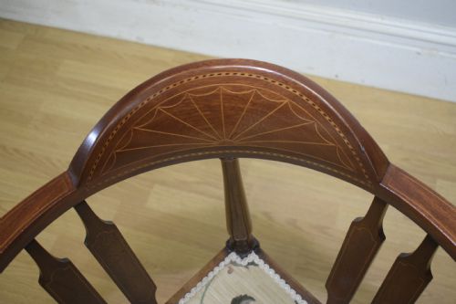 ANTIQUE EDWARDIAN INLAID CORNER CHAIR - ADDITIONAL PHOTO 14