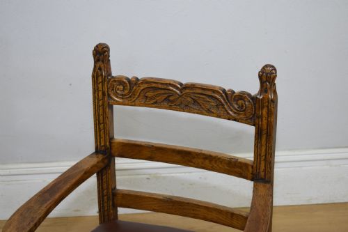 ANTIQUE CARVED OAK ARMCHAIR DESK CHAIR - ADDITIONAL PHOTO 12