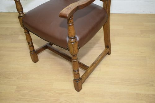 ANTIQUE CARVED OAK ARMCHAIR DESK CHAIR - ADDITIONAL PHOTO 17