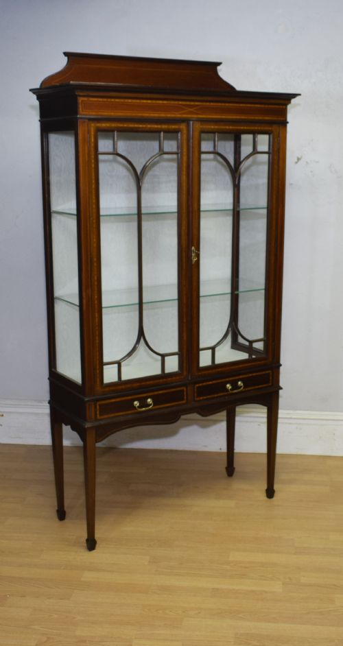 edwardian inlaid display cabinet - CATEGORY: ANTIQUE CABINETS - DATED EDWARDIAN