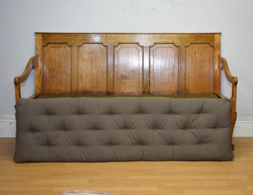 ANTIQUE GEORGIAN OAK SETTLE 6FT - ADDITIONAL PHOTO 4