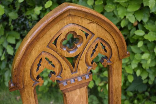 VICTORIAN GOTHIC OAK HALL CHAIR - ADDITIONAL PHOTO 10