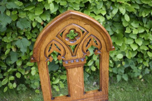 VICTORIAN GOTHIC OAK HALL CHAIR - ADDITIONAL PHOTO 12