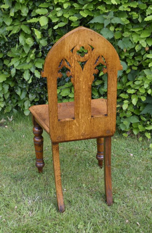 VICTORIAN GOTHIC OAK HALL CHAIR - ADDITIONAL PHOTO 16