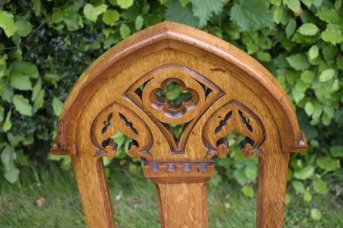 VICTORIAN GOTHIC OAK HALL CHAIR - ADDITIONAL PHOTO 17
