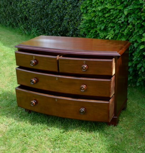 VICTORIAN BOW FRONTED CHEST OF DRAWERS - ADDITIONAL PHOTO 15