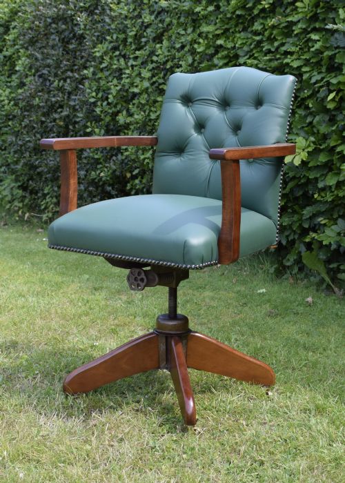 EARLY 20TH CENTURY SWIVEL OFFICE DESK CHAIR - ADDITIONAL PHOTO 4