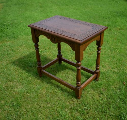 CARVED OAK OCCASIONAL TABLE - ADDITIONAL PHOTO 3