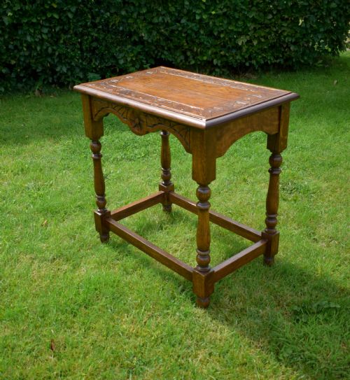 CARVED OAK OCCASIONAL TABLE - ADDITIONAL PHOTO 8