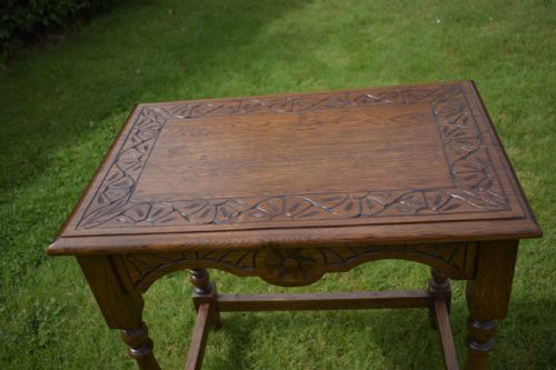 CARVED OAK OCCASIONAL TABLE - ADDITIONAL PHOTO 11