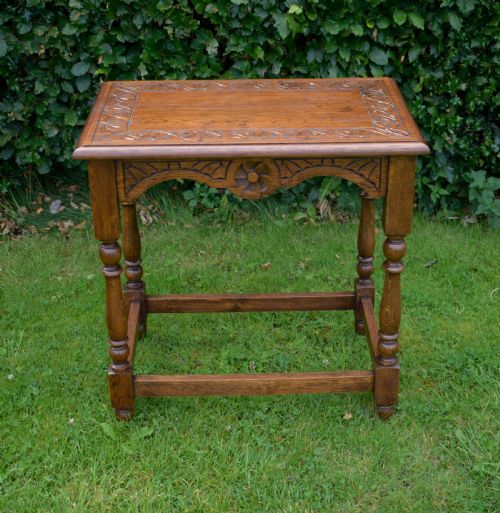 CARVED OAK OCCASIONAL TABLE - ADDITIONAL PHOTO 14