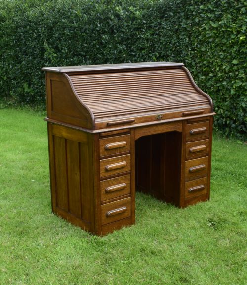 VICTORIAN OAK ROLL TOP DESK - ADDITIONAL PHOTO 1