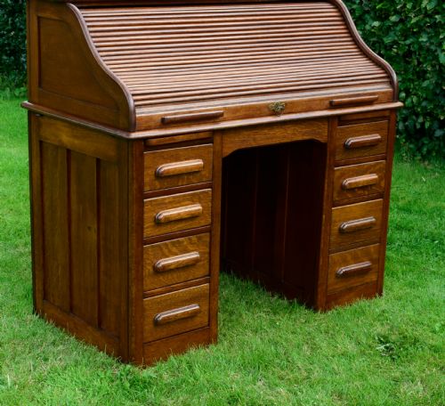 VICTORIAN OAK ROLL TOP DESK - ADDITIONAL PHOTO 2